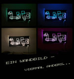 Indoorwandbild mit Retromotiv – hier mit vier verschiedenen Beleuchtungsvarianten