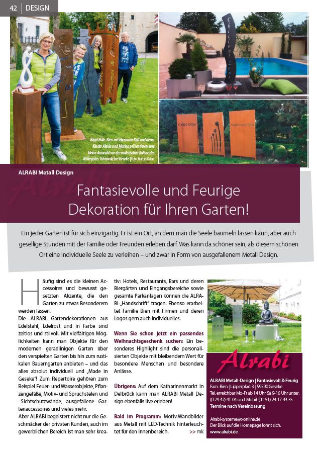 ALRABI Metall Design Fantasievolle und Feurige Dekoration für Ihren Garten! - Stadtmagazin für Paderborn